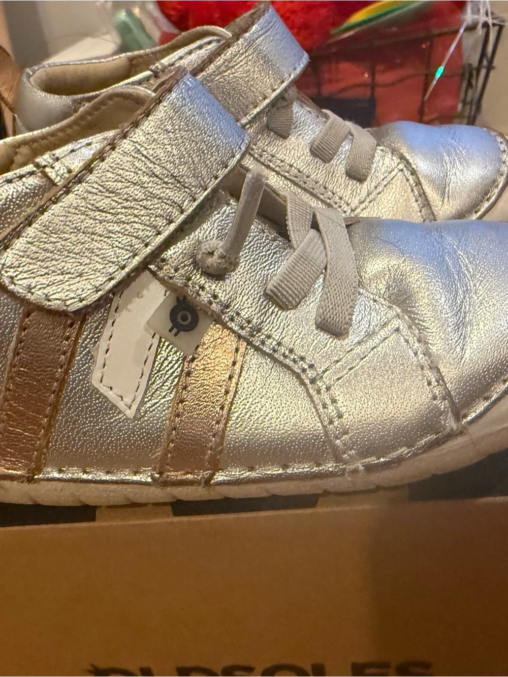 Old Soles Silver Metallic Toddler Sneakers with Hook-and-Loop Strap